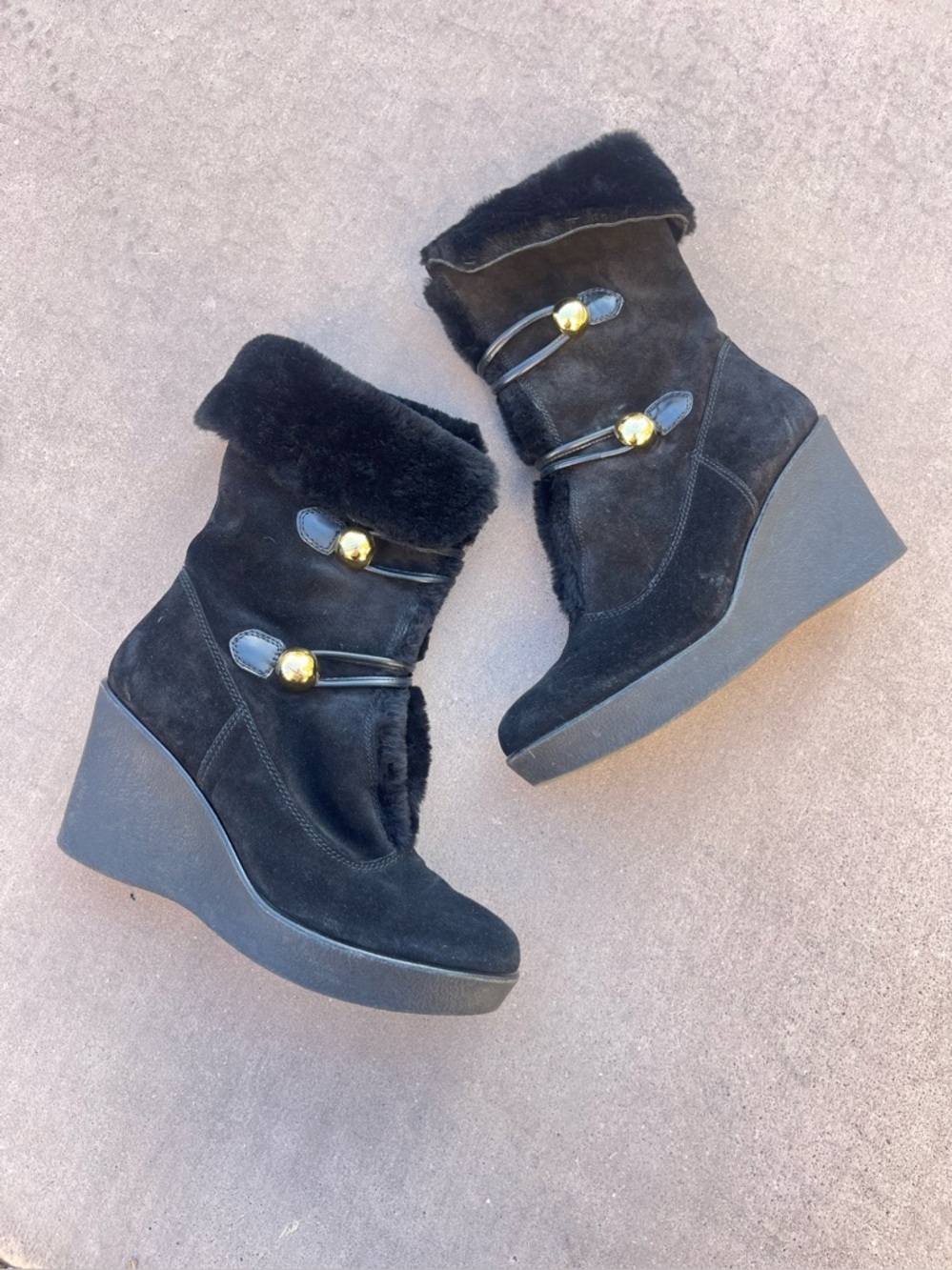 Coach GENA black suede booties Size 8.5
